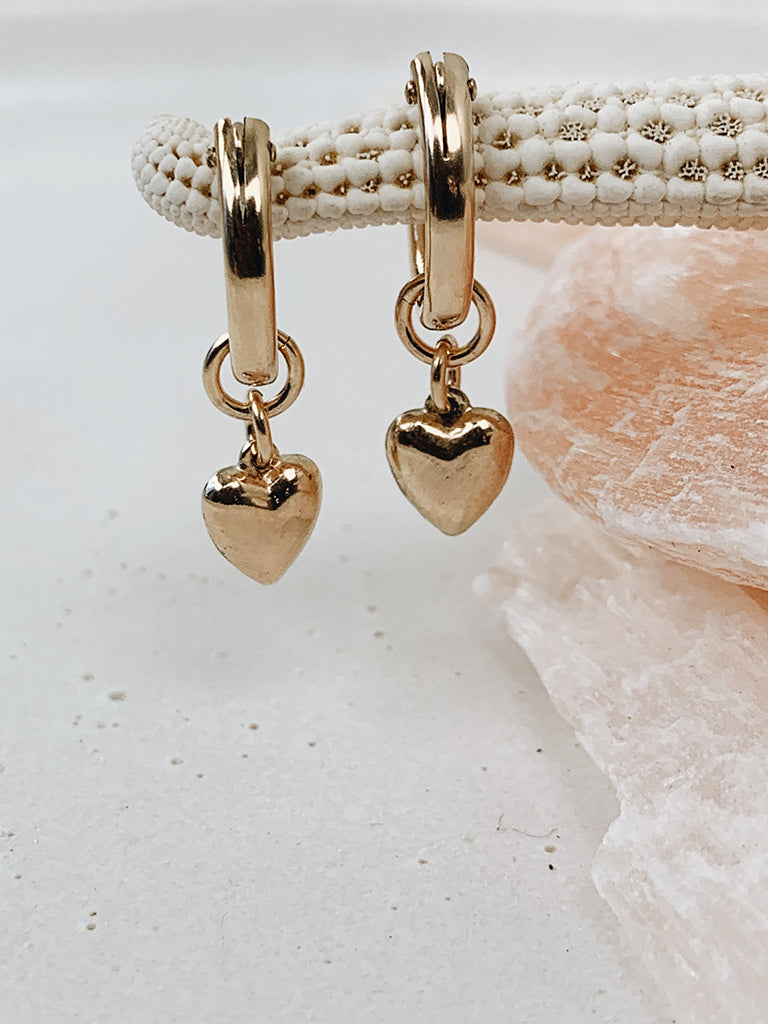 Puffed Heart Mini Hoops