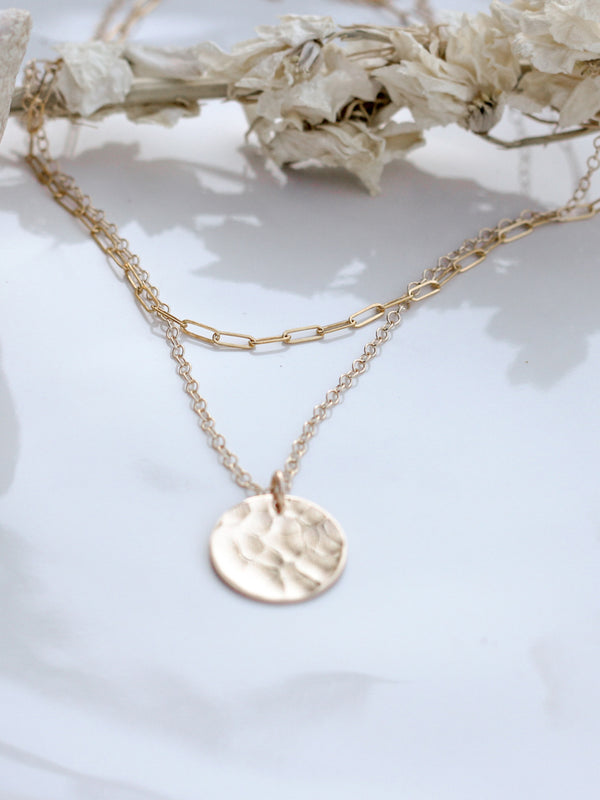 Hammered Coin Necklace Layering Set