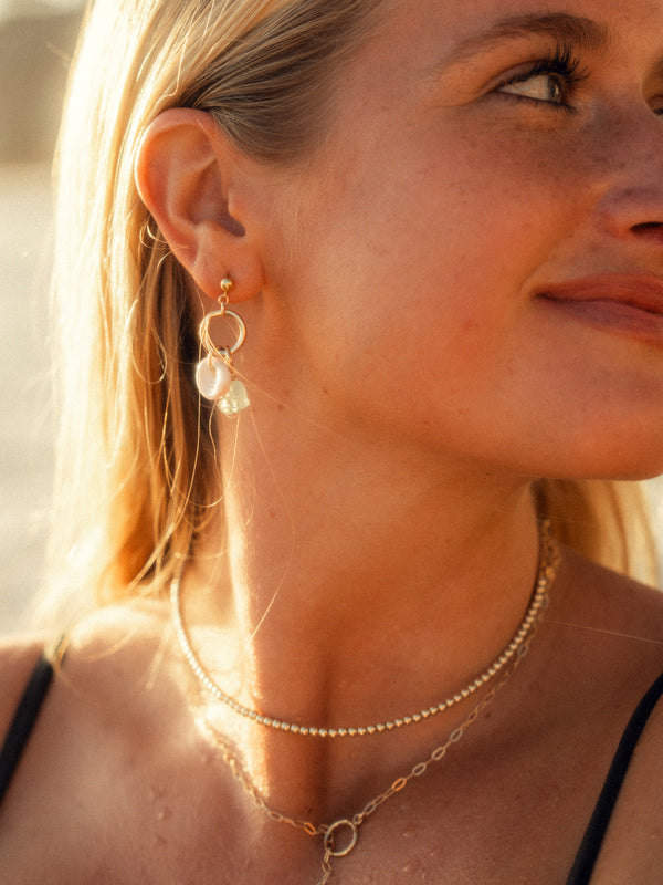Aqua Puka Drop Earrings
