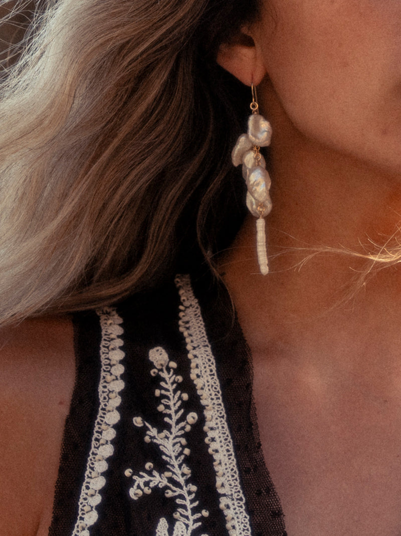 White Wedding Pearl Earrings