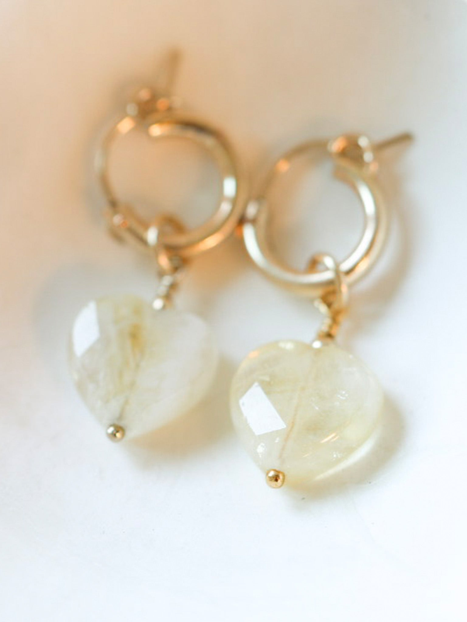 Heart of Gemstone Huggie Hoops