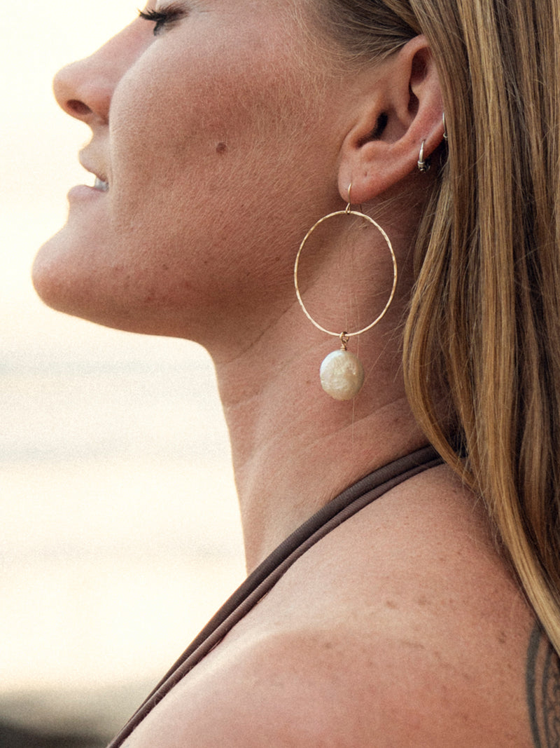 Coin Pearl Hoops