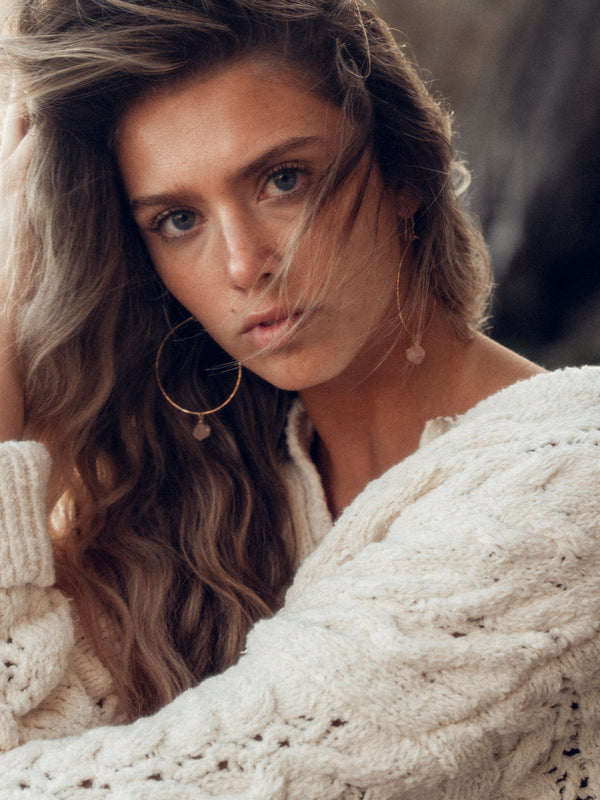 Raw Crystal Hoops