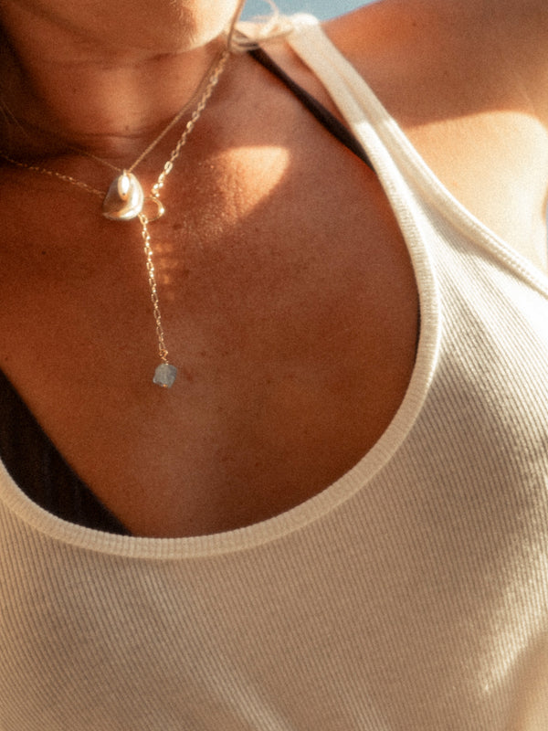 Aqua Drop Lariat Necklace