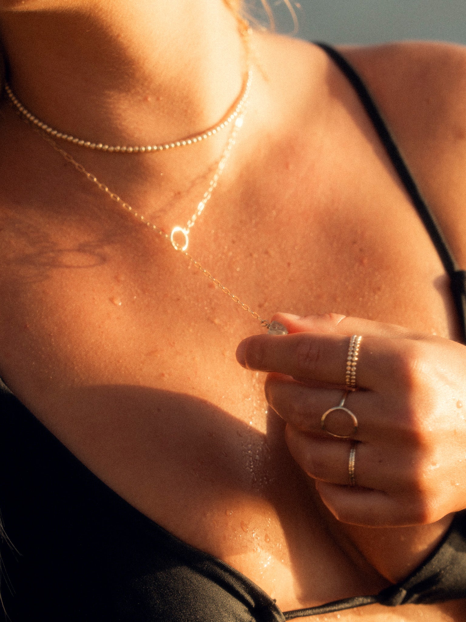 Aqua Drop Lariat Necklace