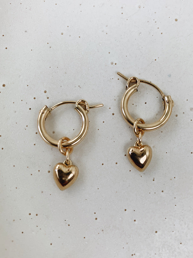 Puffed Heart Mini Hoops